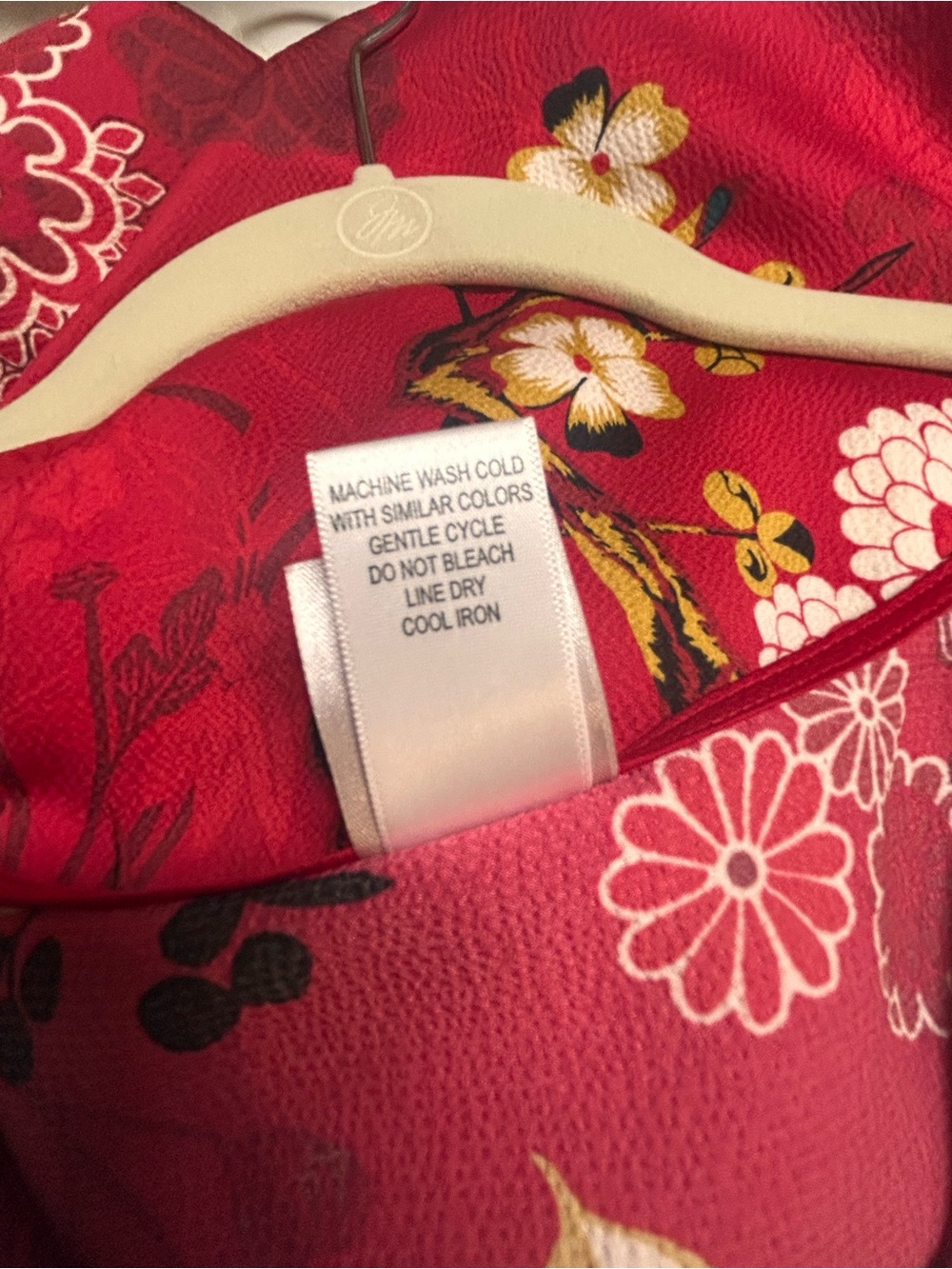 Natori Floral Half Zip Caftan Red 2X - Picture 9 of 15